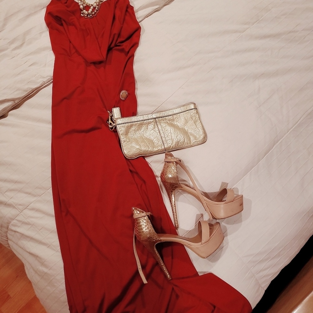 Red brick long dress